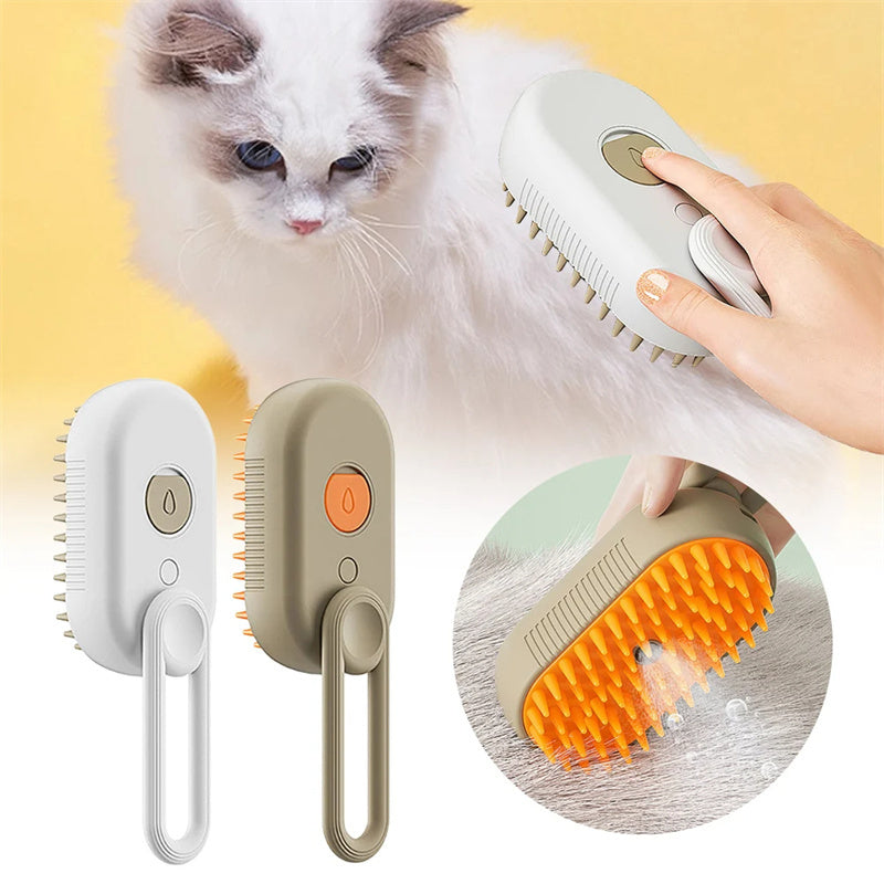 Cat Steam Brush Steamy Dog Brush 3 In 1 Electric massage