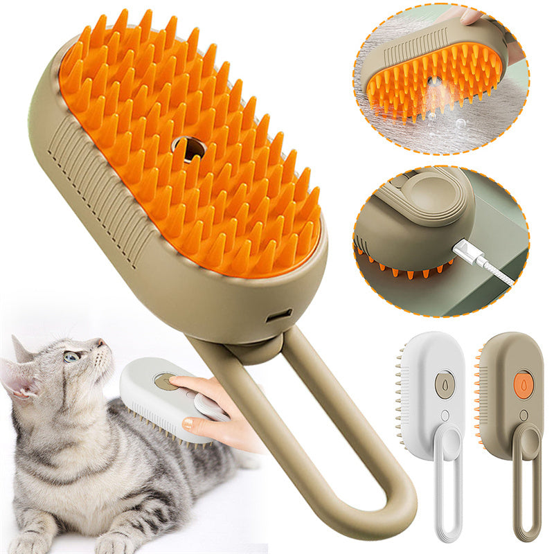 Cat Steam Brush Steamy Dog Brush 3 In 1 Electric massage