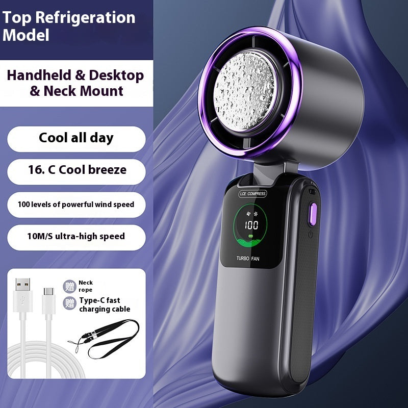 New Ice Mini Fan Portable Outdoor Hanging Neck Small Fan